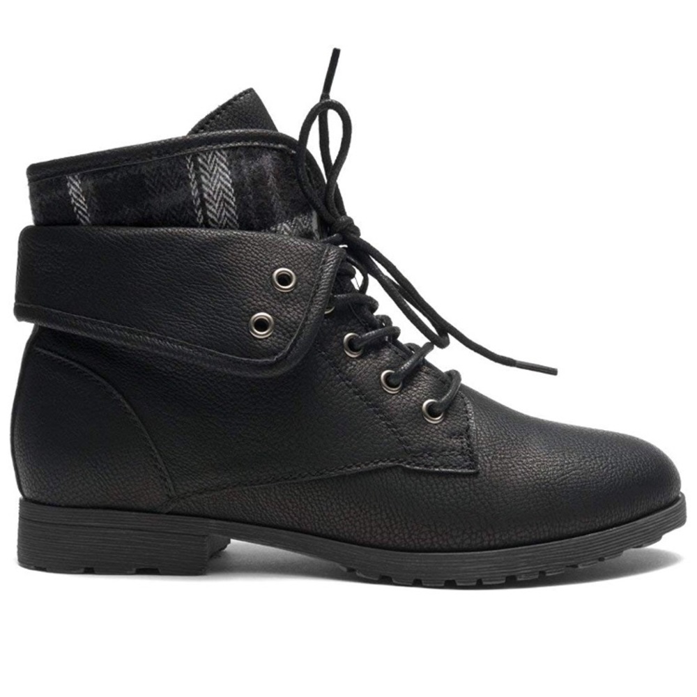 HerStyle Women's Black Combat Ankle Booties
